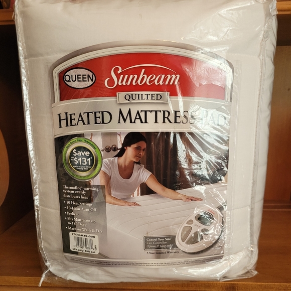 Sunbeam Bedding Sunbeam Queen Quilted Heated Mattress Pad Dual